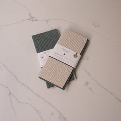 Evergreen & Taupe Sponge Cloth Two-pack - Green Bohème