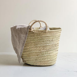 Handwoven from sustainable palm leaves and with natural sisal cord handles, perfect for markets, foraging, and everyday use. Ethically handmade in Morocco using traditional techniques, age beautifully with time and use.