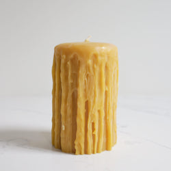 Heritage Pillar Beeswax Candle - Green Bohème