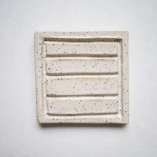 Square Ceramic Soap Dish - Green Bohème