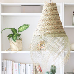 Straw light shade - Green Bohème